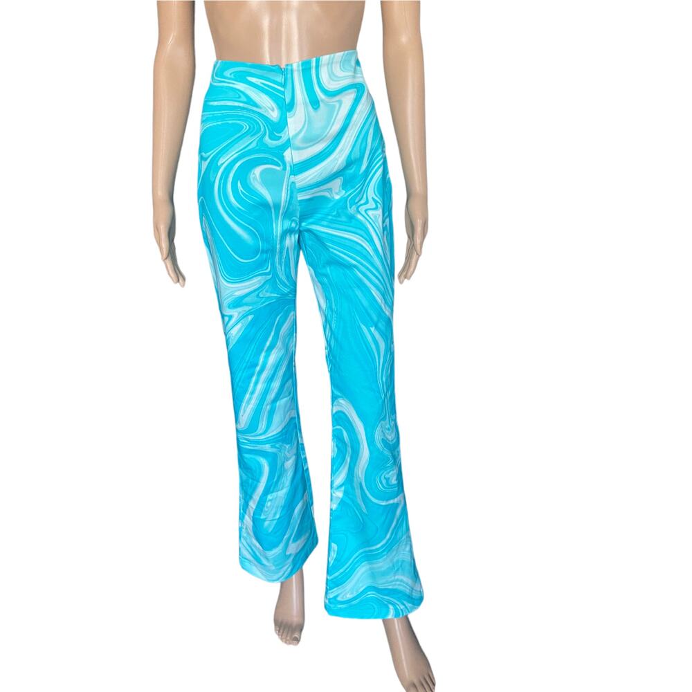 HOSBJERG Aqua Abstract Wide Leg Pant Size M